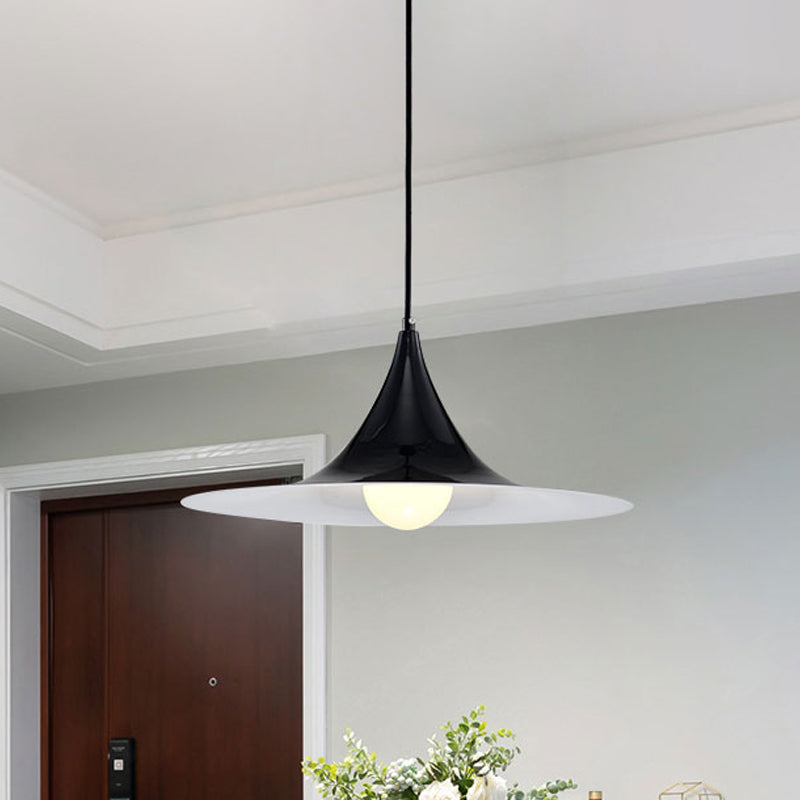 Flared Suspension Light in Nordic Style Metal 1 Light Black/White/Gold Hanging Ceiling Light