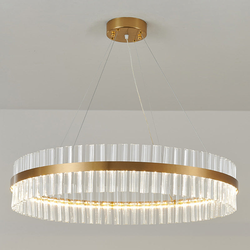 Postmodern Circular Suspended Lighting Fixture Crystal Hanging Ceiling Fixture for Restaurant