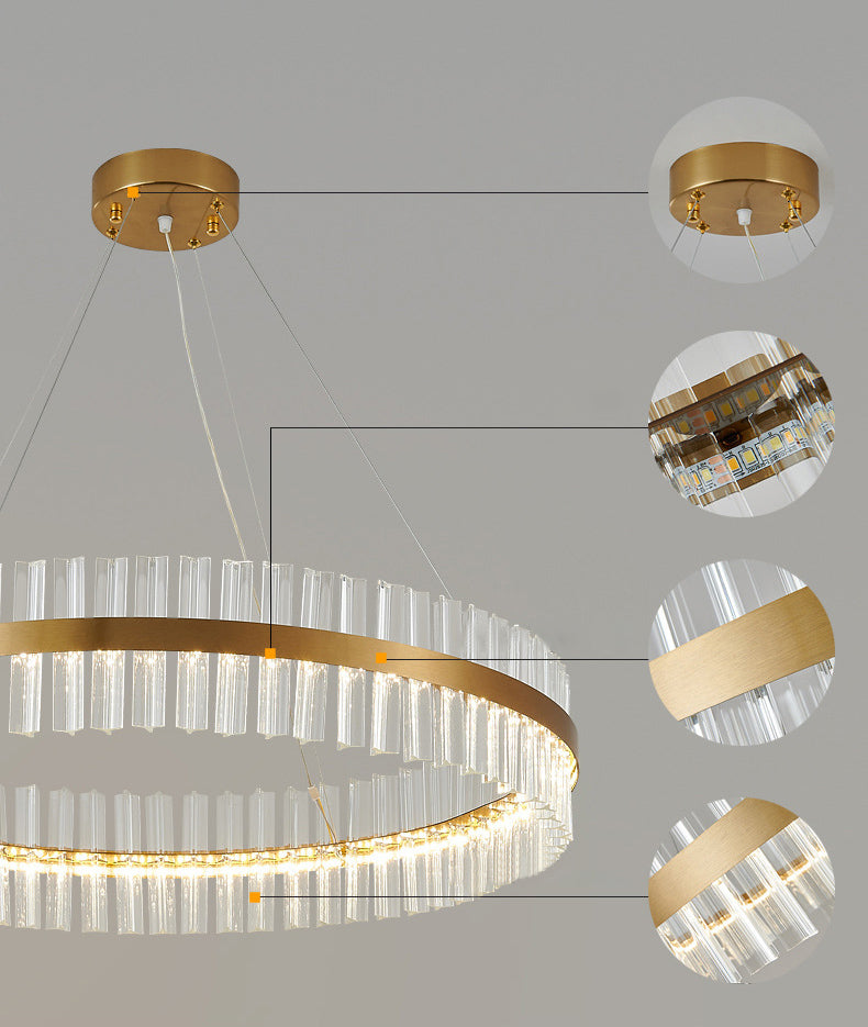 Postmodern Circular Suspended Lighting Fixture Crystal Hanging Ceiling Fixture for Restaurant