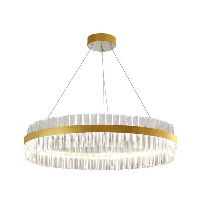 Postmodern Simplicity Round Pendant Chandelier Crystal Hanging Light Fixture for Living Room