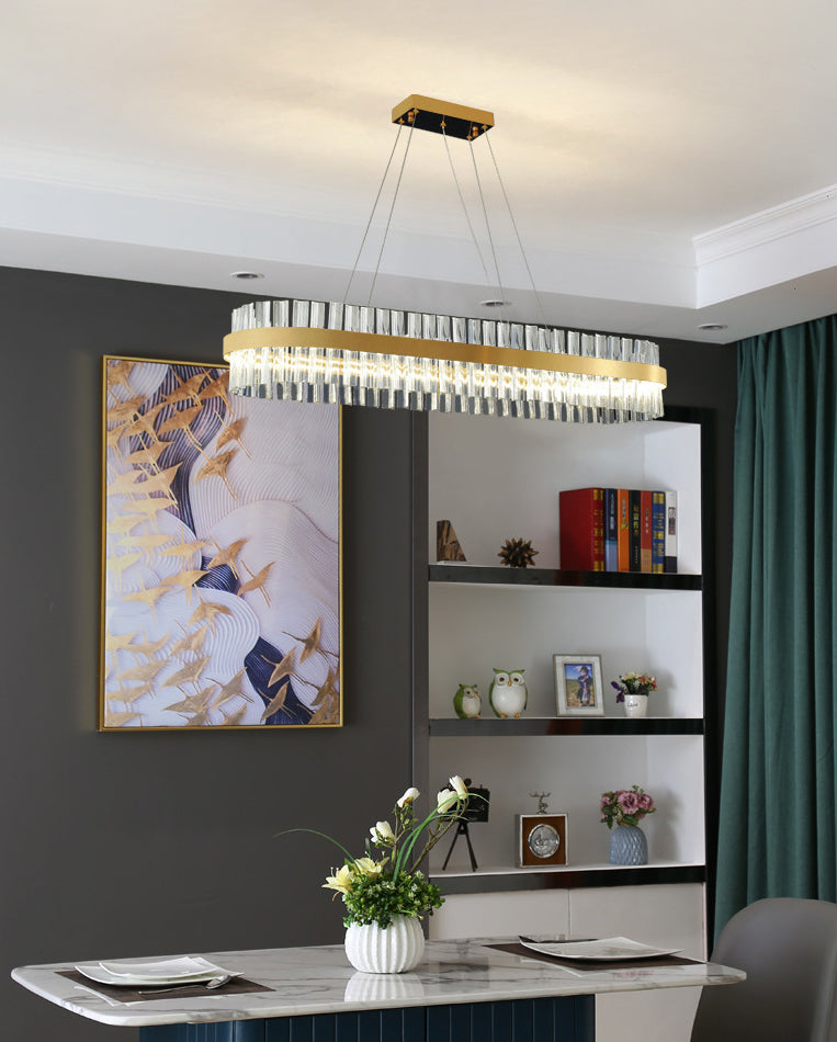 Postmodern Simplicity Round Pendant Chandelier Crystal Hanging Light Fixture for Living Room