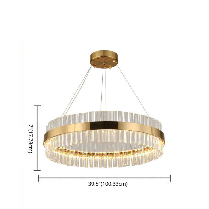 Postmodern Simplicity Round Pendant Chandelier Crystal Hanging Light Fixture for Living Room