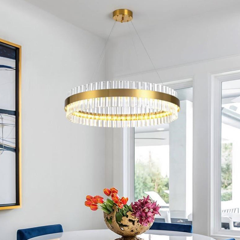 Postmodern Simplicity Round Pendant Chandelier Crystal Hanging Light Fixture for Living Room