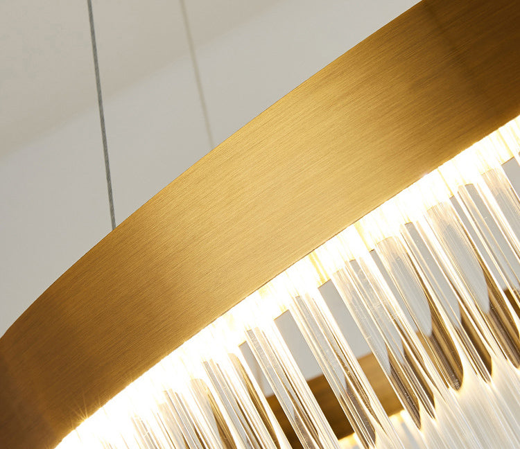 Modern Round Chandelier Glass Crystal Pendant Ceiling Lights with Adjustable Hanging Cord for Living Room