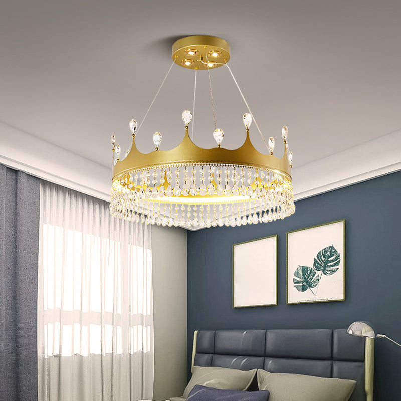 Contemporary Crown Chandelier Lights Crystal Pendant Ceiling Lights for Living Room