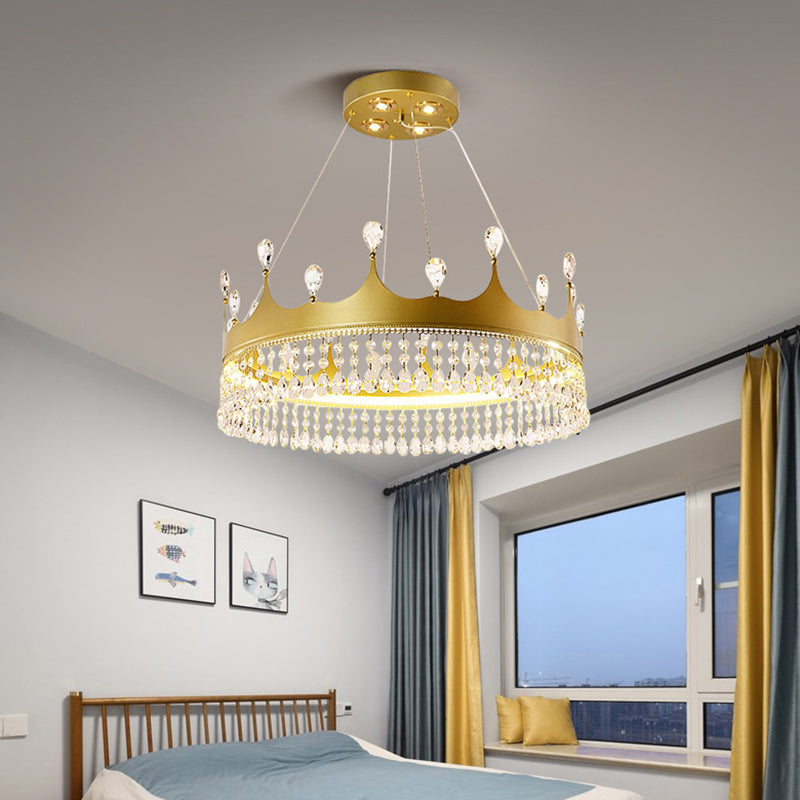 Contemporary Crown Chandelier Lights Crystal Pendant Ceiling Lights for Living Room