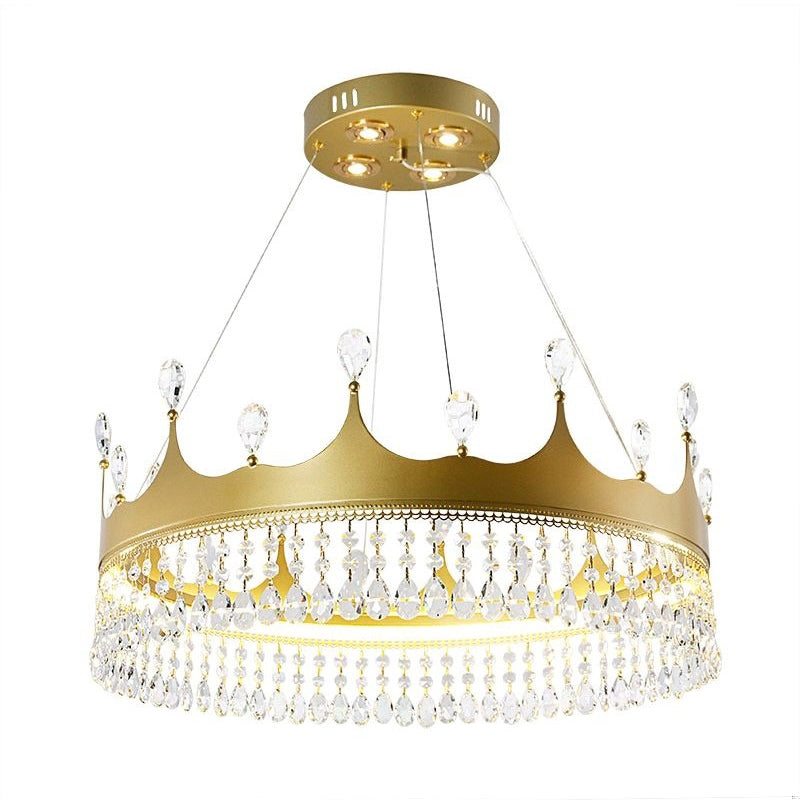 Contemporary Crown Chandelier Lights Crystal Pendant Ceiling Lights for Living Room