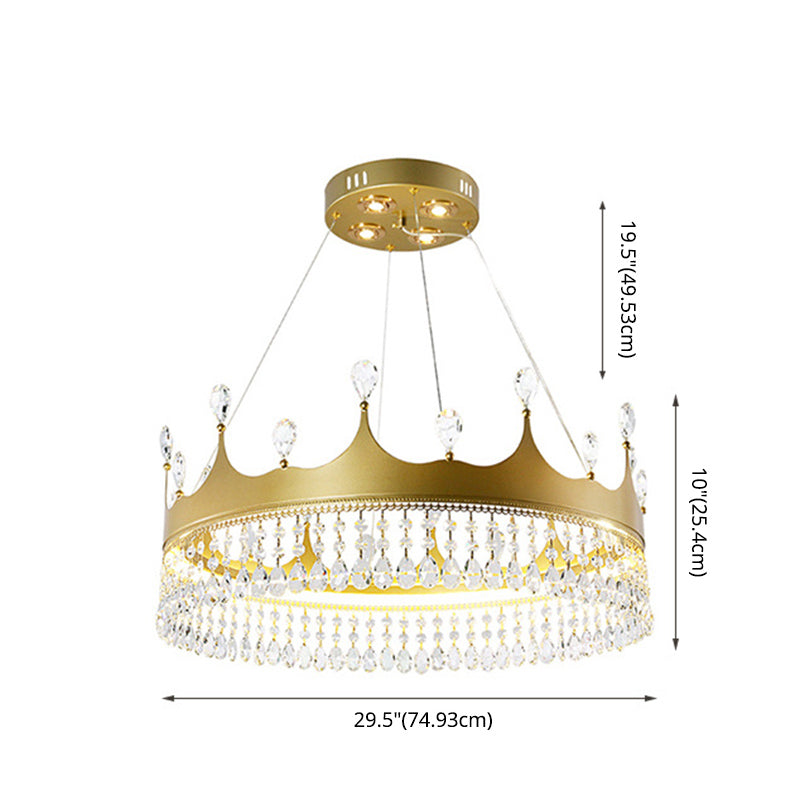 Contemporary Crown Chandelier Lights Crystal Pendant Ceiling Lights for Living Room