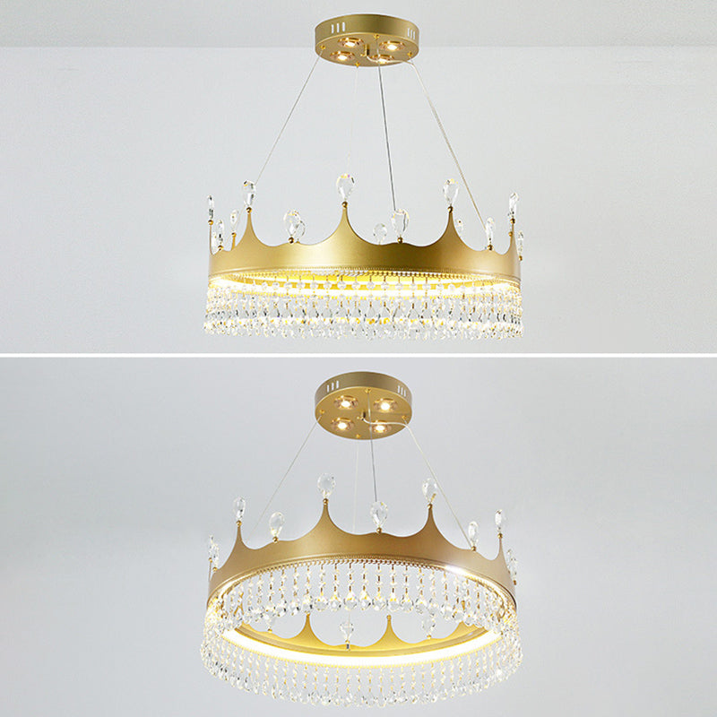 Contemporary Crown Chandelier Lights Crystal Pendant Ceiling Lights for Living Room