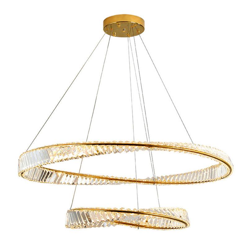 Ultra-modern Ring LED Chandelier Lamp Crystal Suspension Pendant Light for Restaurant