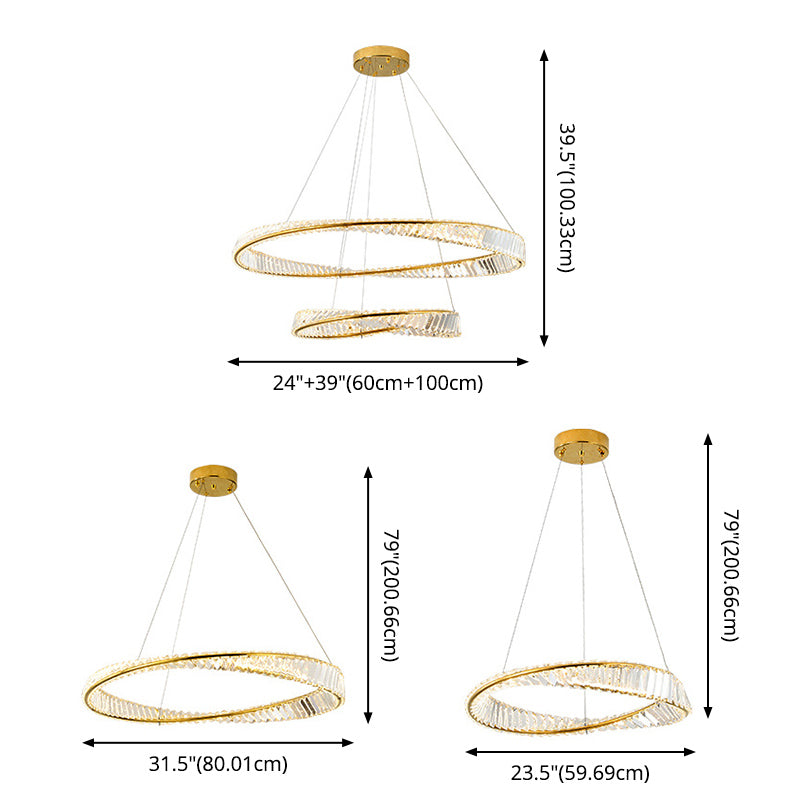 Ultra-modern Ring LED Chandelier Lamp Crystal Suspension Pendant Light for Restaurant