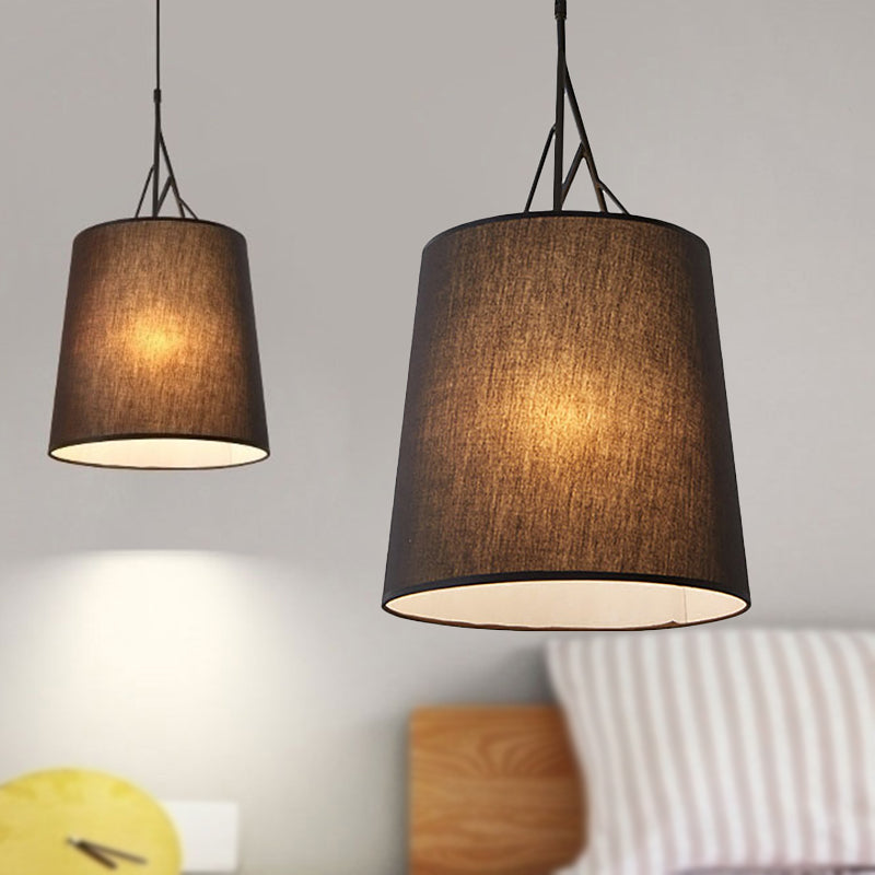 Colgante de suspensión cónica de tela moderna LED en blanco/negro Lámpara colgante colgante para sala de estar