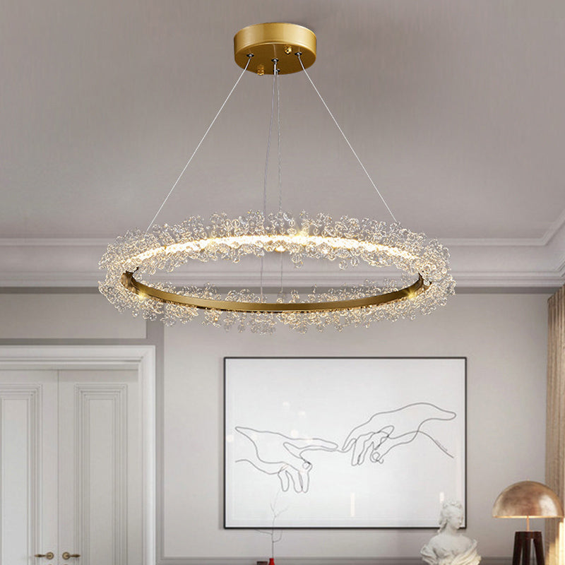 Contemporary Ring Chandelier Pendant Light Crystal Suspension Pendant Light for Living Room