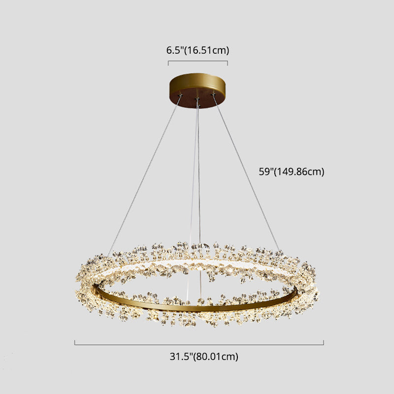 Contemporary Ring Chandelier Pendant Light Crystal Suspension Pendant Light for Living Room