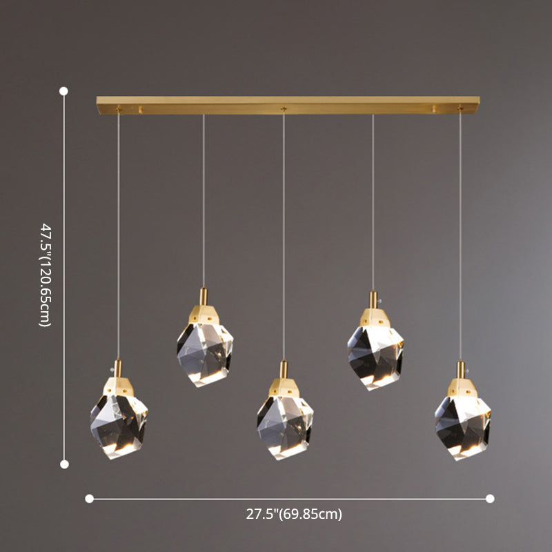 Postmodern Simplicity Geometric Hanging Ceiling Light Crystal Suspension Pendant Light for Restaurant