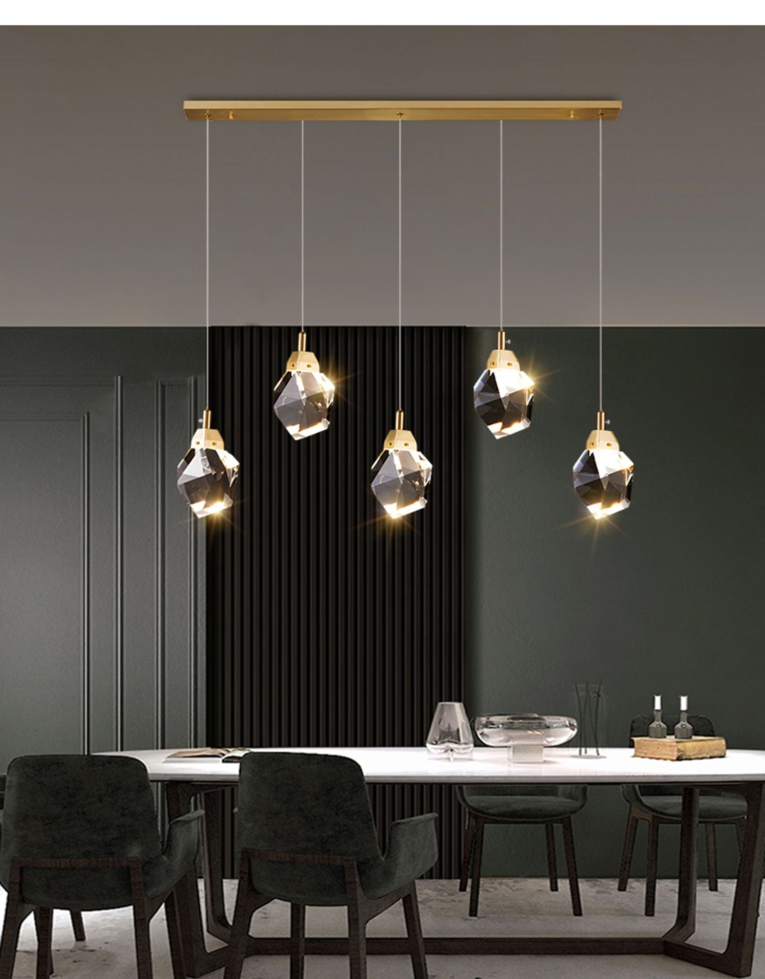 Postmoderne Einfachheit Geometrisch hängende Deckenleuchte Kristall -Aufhängung Anhänger Licht für das Restaurant