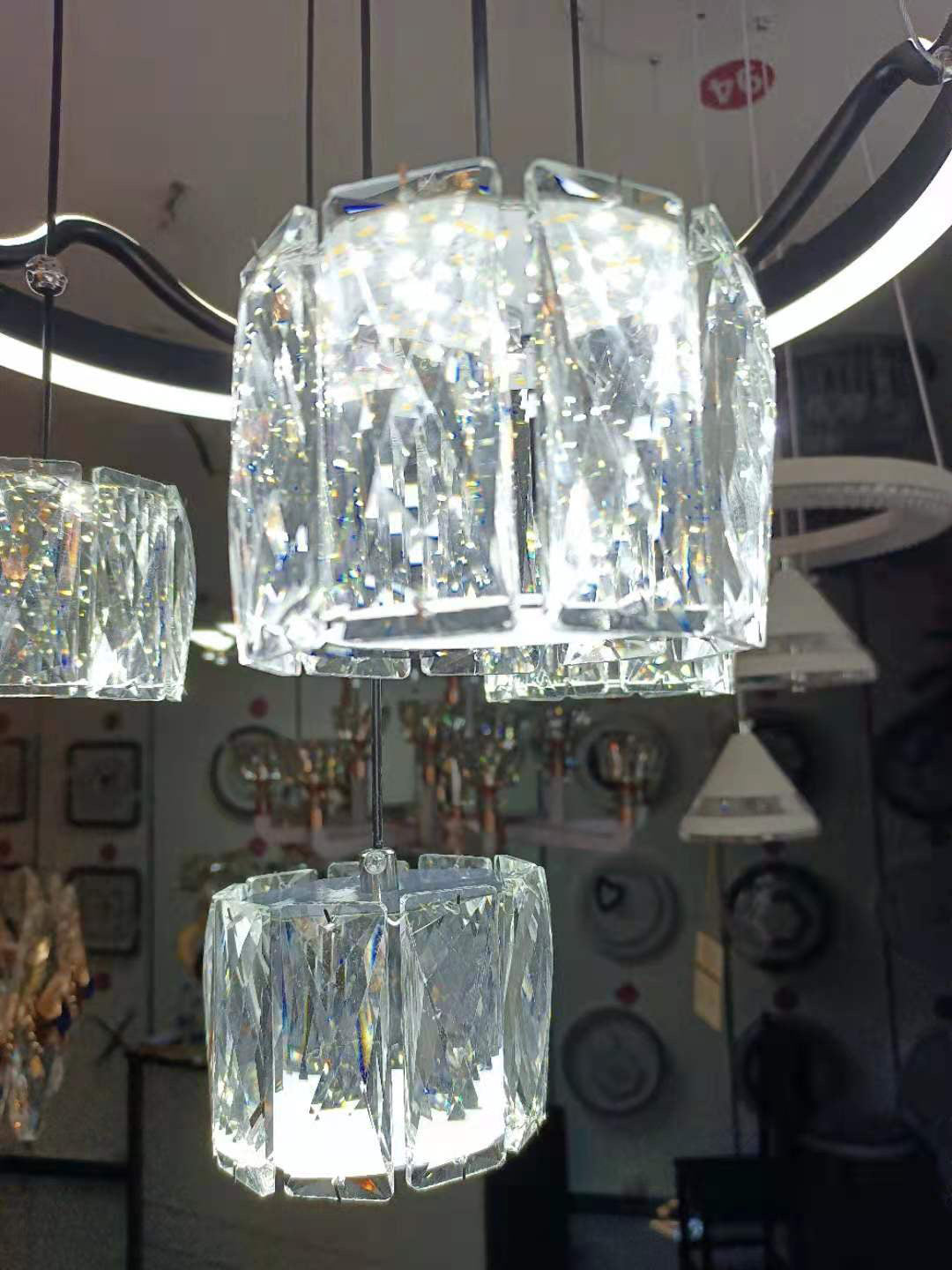 Ultra-moderner Einfachheit Ring Hanging Deckenleuchte Kristall Suspension Anhänger Licht für das Restaurant