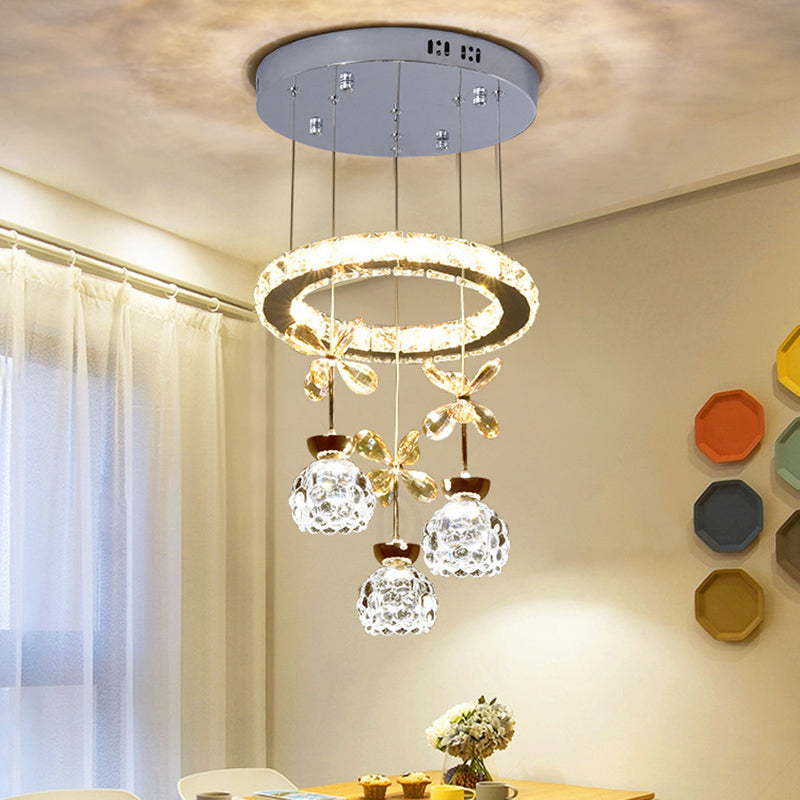 Ultra-modern Simplicity Round Hanging Ceiling Light Crystal Suspension Pendant Light for Restaurant