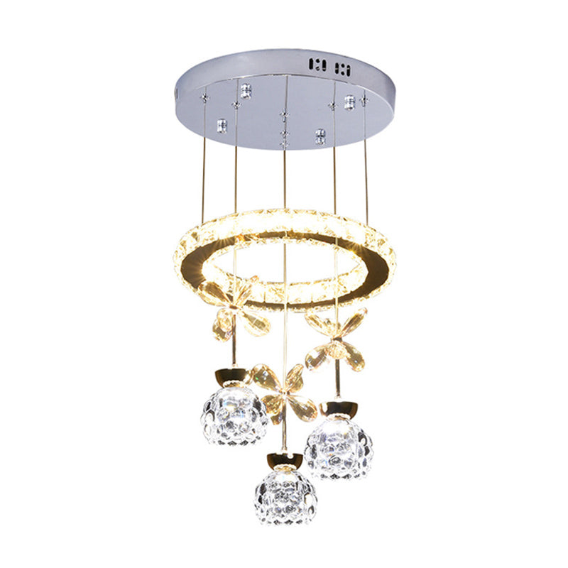Ultra-modern Simplicity Round Hanging Ceiling Light Crystal Suspension Pendant Light for Restaurant
