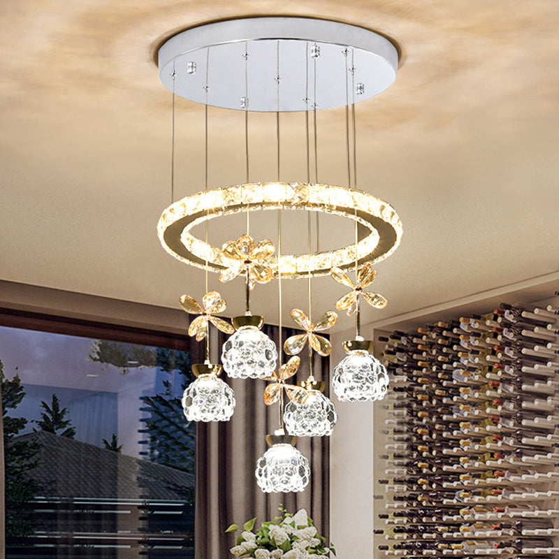 Ultra-modern Simplicity Round Hanging Ceiling Light Crystal Suspension Pendant Light for Restaurant