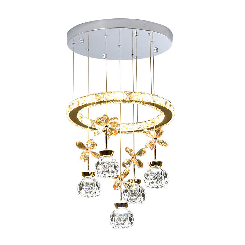 Ultra-modern Simplicity Round Hanging Ceiling Light Crystal Suspension Pendant Light for Restaurant