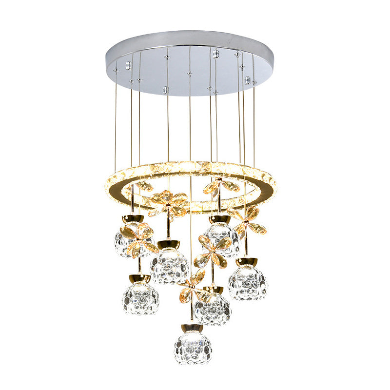 Ultra-modern Simplicity Round Hanging Ceiling Light Crystal Suspension Pendant Light for Restaurant