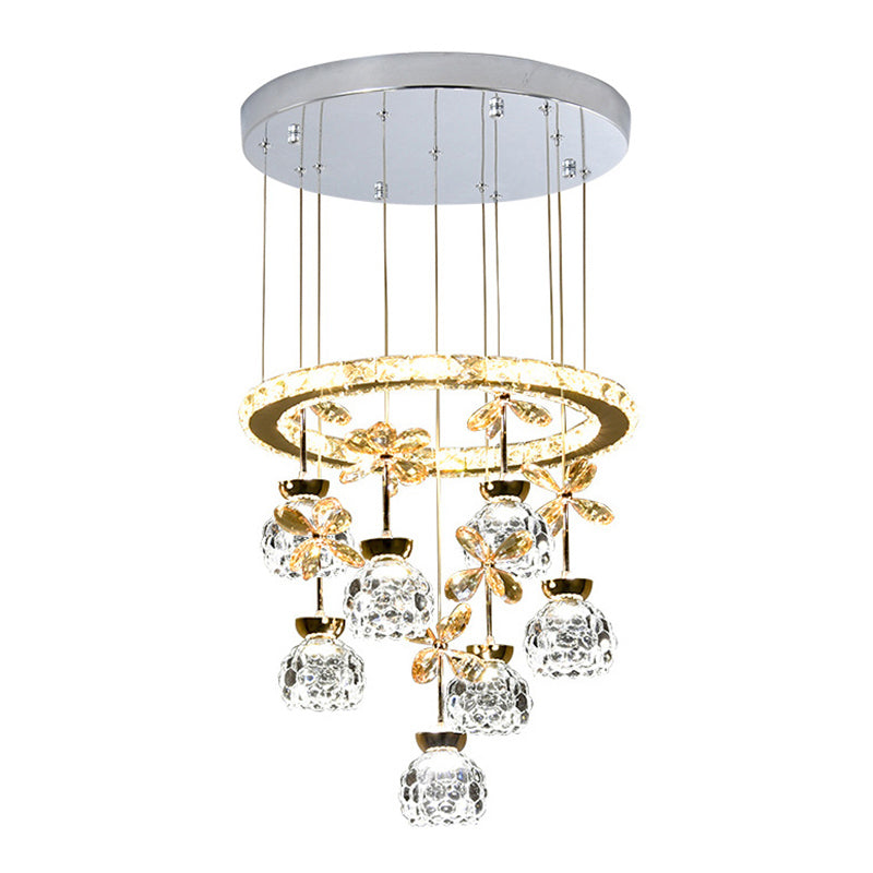 Ultra-modern Simplicity Round Hanging Ceiling Light Crystal Suspension Pendant Light for Restaurant