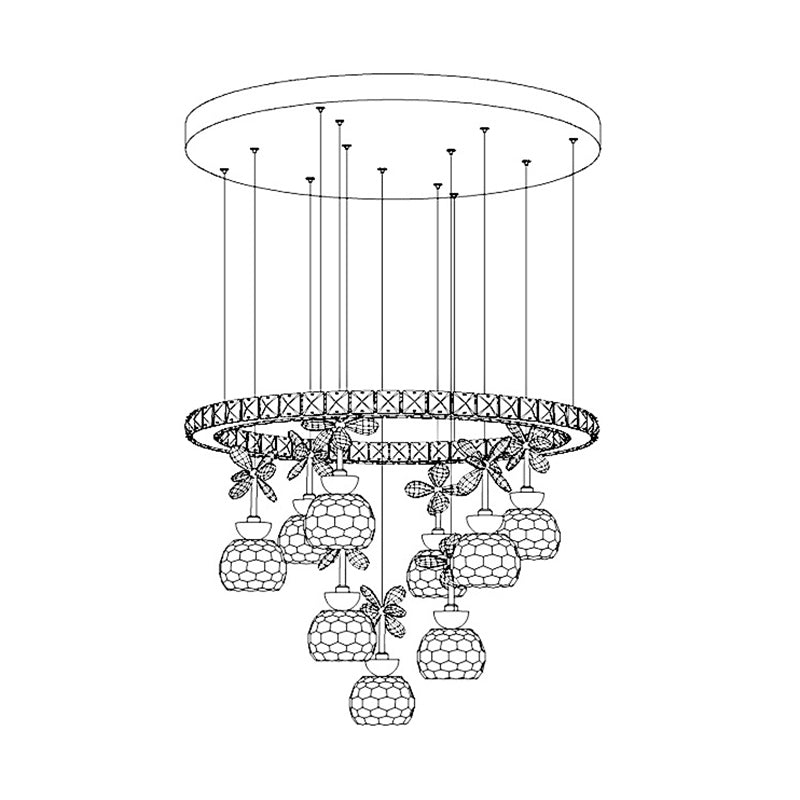 Ultra-modern Simplicity Round Hanging Ceiling Light Crystal Suspension Pendant Light for Restaurant