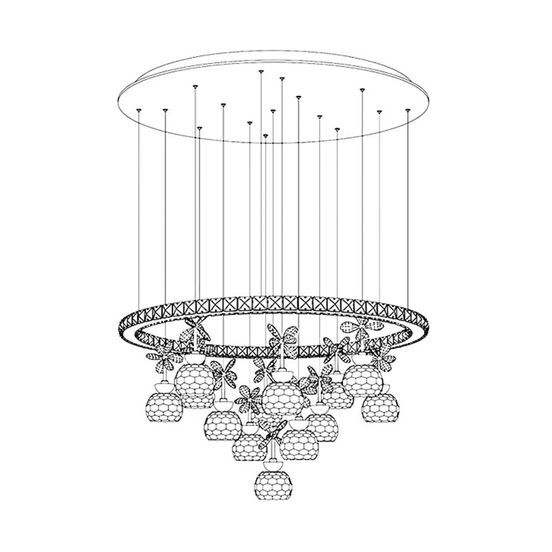 Ultra-modern Simplicity Round Hanging Ceiling Light Crystal Suspension Pendant Light for Restaurant