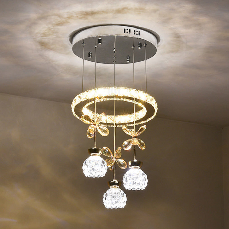 Ultra-modern Simplicity Round Hanging Ceiling Light Crystal Suspension Pendant Light for Restaurant