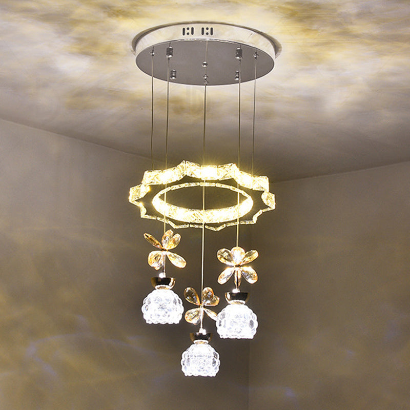Ultra-modern Simplicity Round Hanging Ceiling Light Crystal Suspension Pendant Light for Restaurant