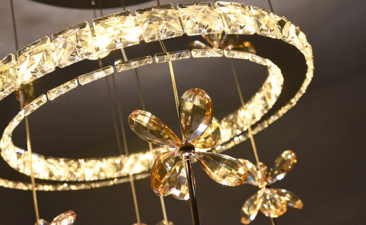 Ultra-modern Simplicity Round Hanging Ceiling Light Crystal Suspension Pendant Light for Restaurant