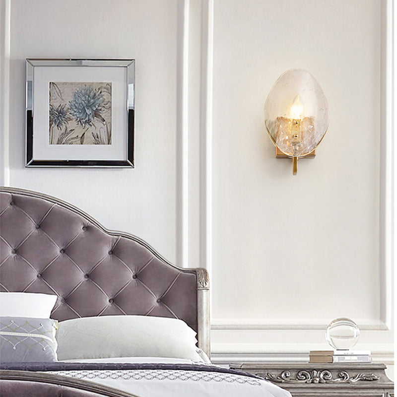 Clear Glass Shield Wall Lamp Modernist 1 Bulb Golden Sconce Light Fixture with Arm