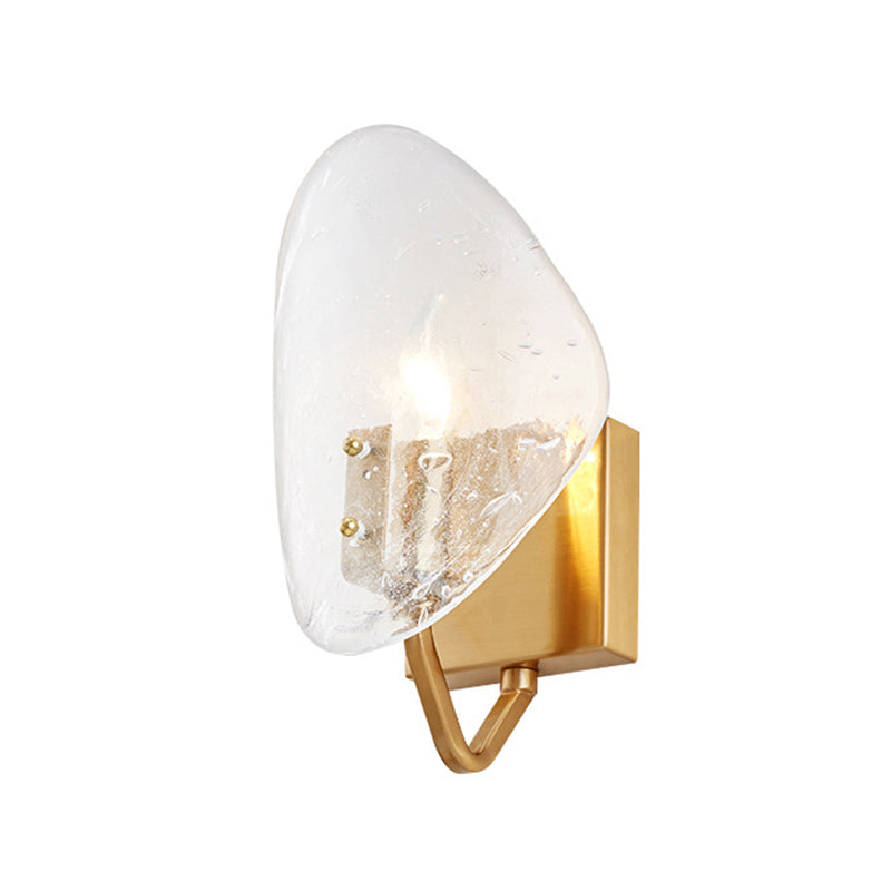 Clear Glass Shield Wall Lamp Modernist 1 Bulb Golden Sconce Light Fixture with Arm