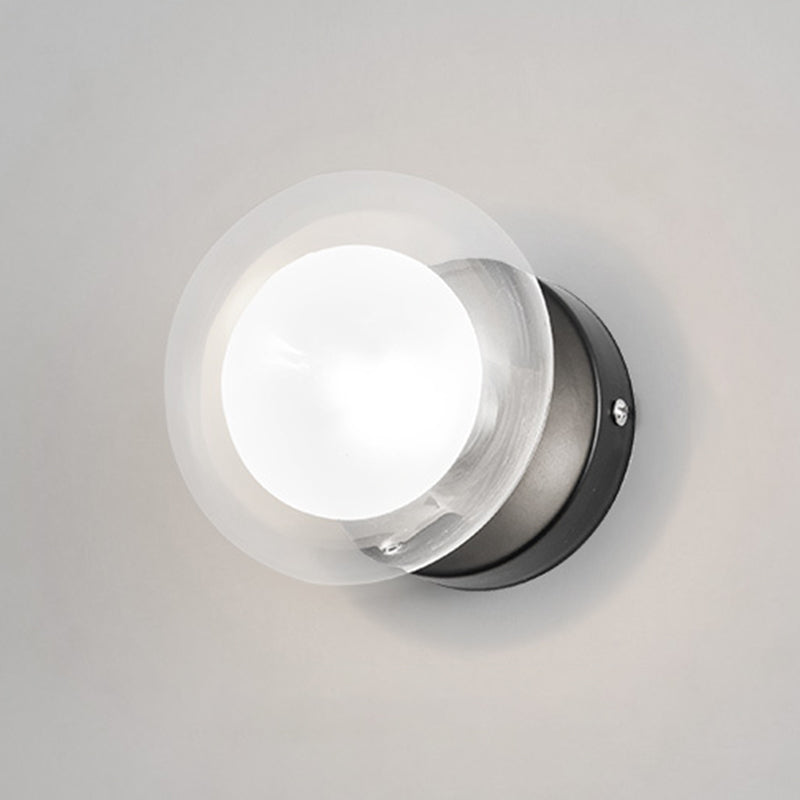 Spherical Sconce Light Contemporary Clear Glass 1/3-Light Black and Gold Wall Lamp