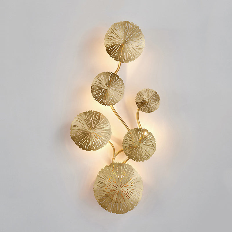 Modern 5/6/8 Lotus Leaf Wall Lamp Gold Finish Stainless Steel Flush Wall Sconce