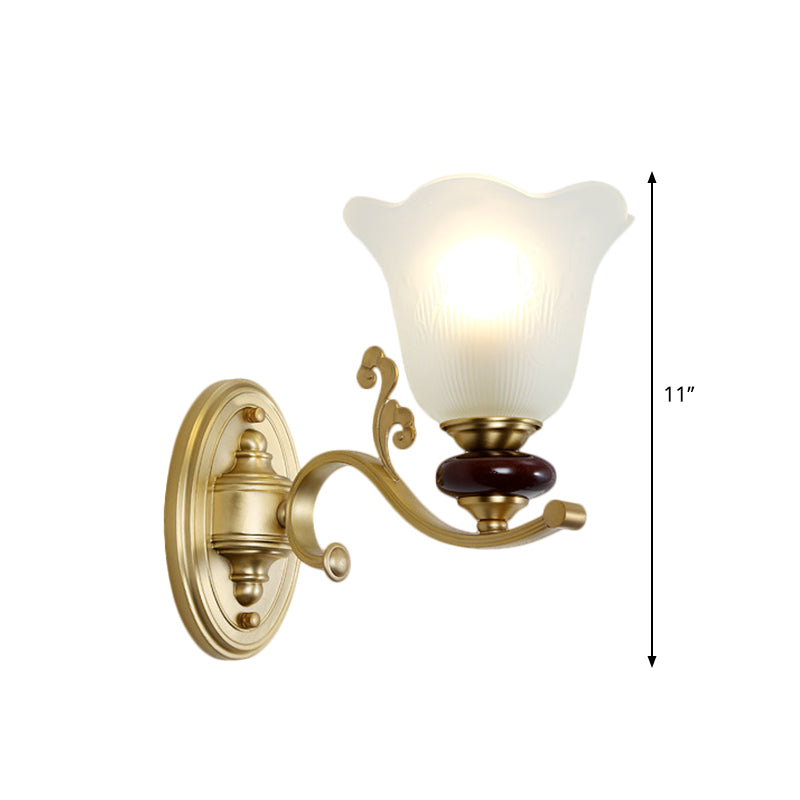 Lampada di scarico da 1/2-bulba con vetro smerigliato di petalo tradizionale tradizionale luce da letto a parete da letto in oro