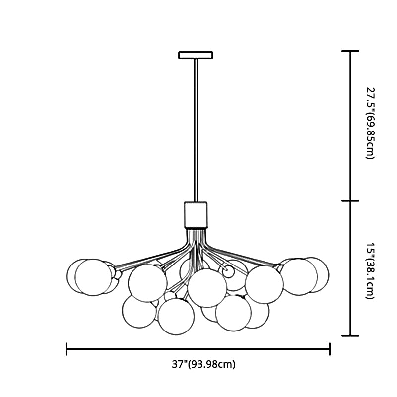 Post-moderne Starburst Chandelier suspendu Light Opal Glass Shade plafond Plafond Chandelier en or pour le salon