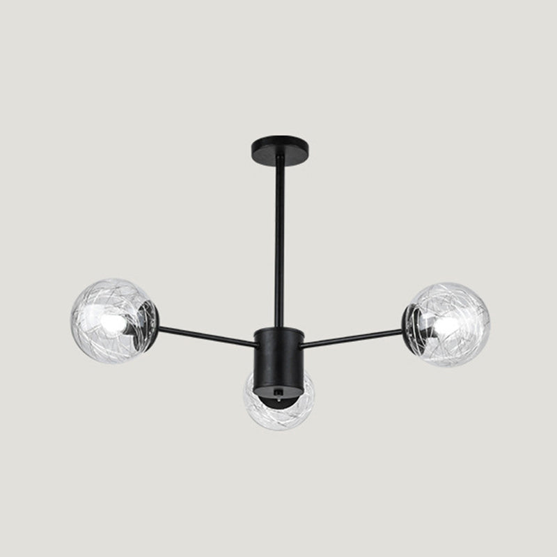 Post-Modern Starburst Hanging Chandelier Light Clear Globe Glass Ceiling Chandelier for Living Room