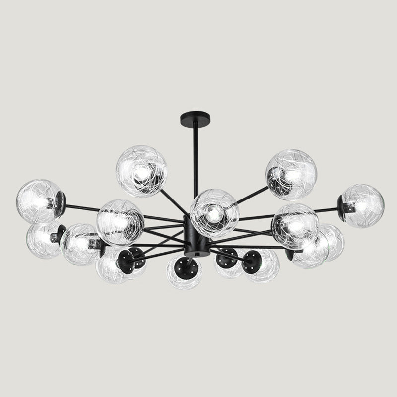 Post-Modern Starburst Hanging Chandelier Light Clear Globe Glass Ceiling Chandelier for Living Room
