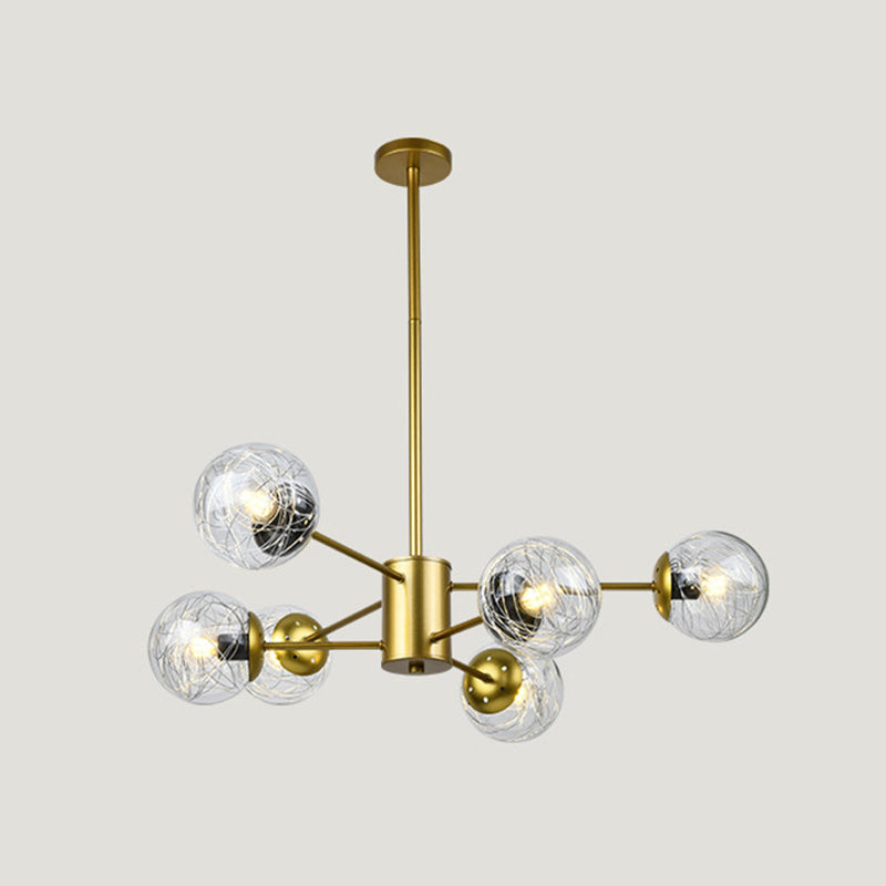 Post-Modern Starburst Hanging Chandelier Light Clear Globe Glass Ceiling Chandelier for Living Room