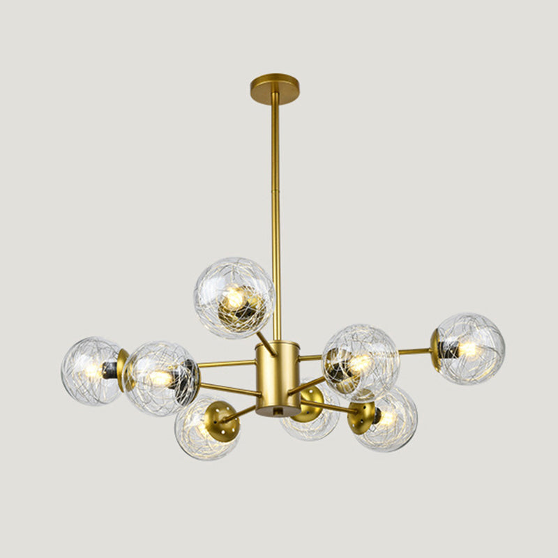 Post-Modern Starburst Hanging Chandelier Light Clear Globe Glass Ceiling Chandelier for Living Room
