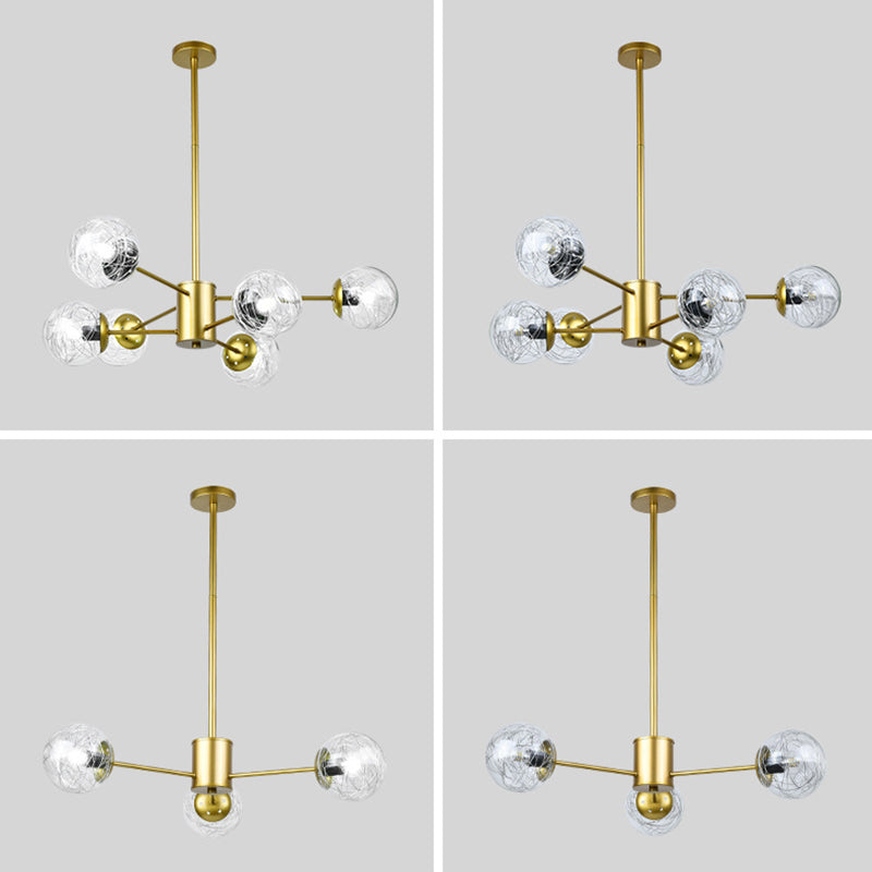 Post-Modern Starburst Hanging Chandelier Light Clear Globe Glass Ceiling Chandelier for Living Room