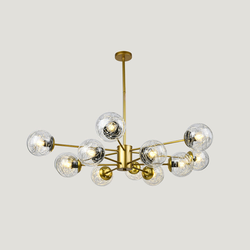 Post-Modern Starburst Hanging Chandelier Light Clear Globe Glass Ceiling Chandelier for Living Room
