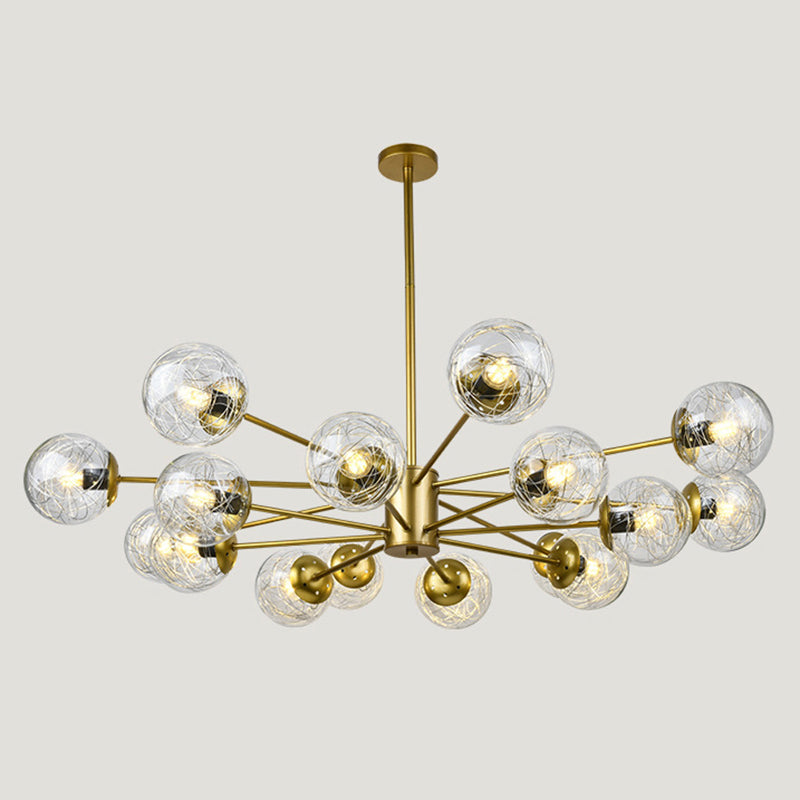 Post-Modern Starburst Hanging Chandelier Light Clear Globe Glass Ceiling Chandelier for Living Room