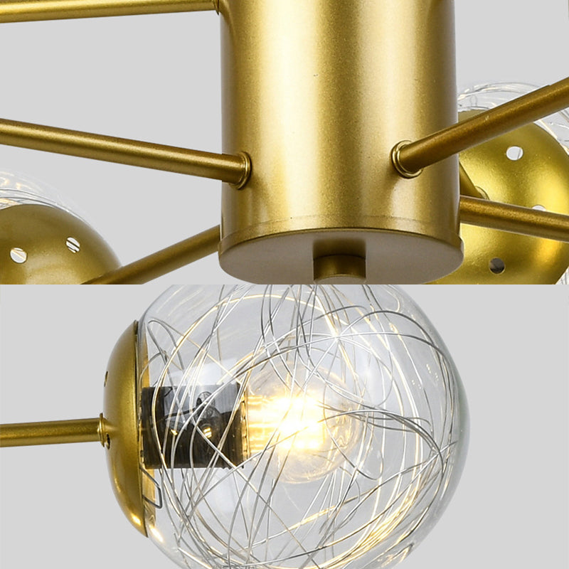 Postmoderne starburst hangende kroonluchter licht heldere bol glazen plafond kroonluchter voor woonkamer