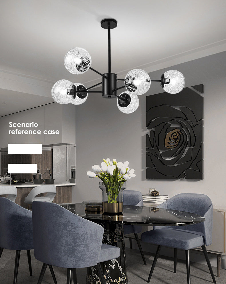 Postmoderne starburst hangende kroonluchter licht heldere bol glazen plafond kroonluchter voor woonkamer