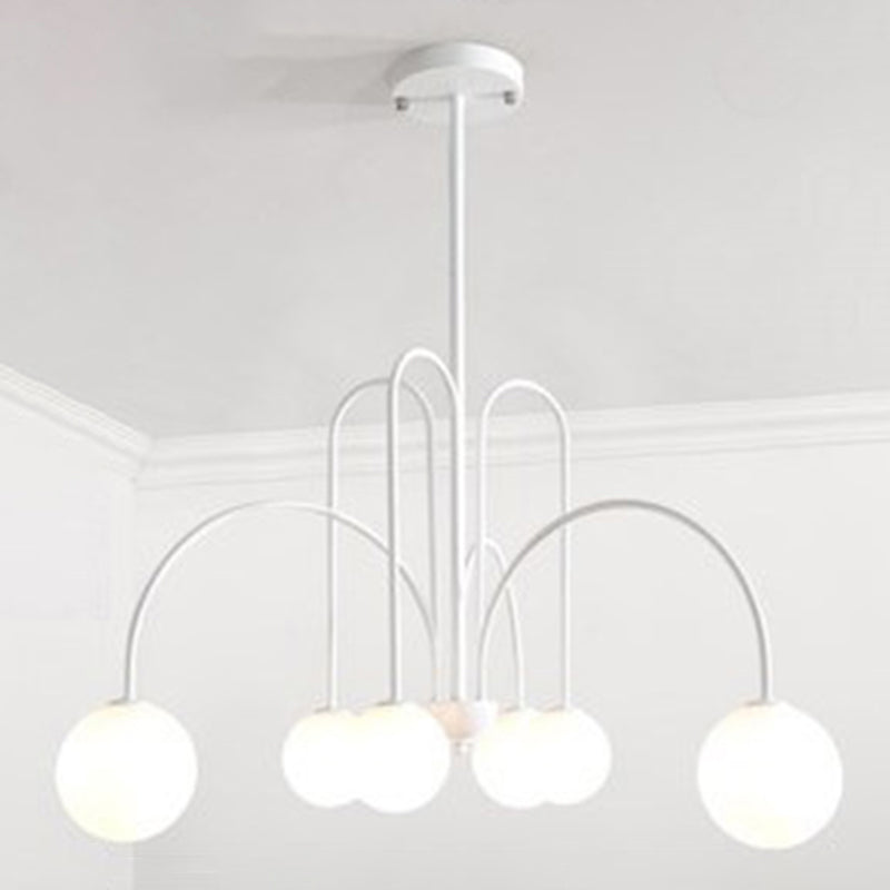 Lustre de lustre minimaliste moderne lustre de plafond en verre blanc sphérique pour le salon