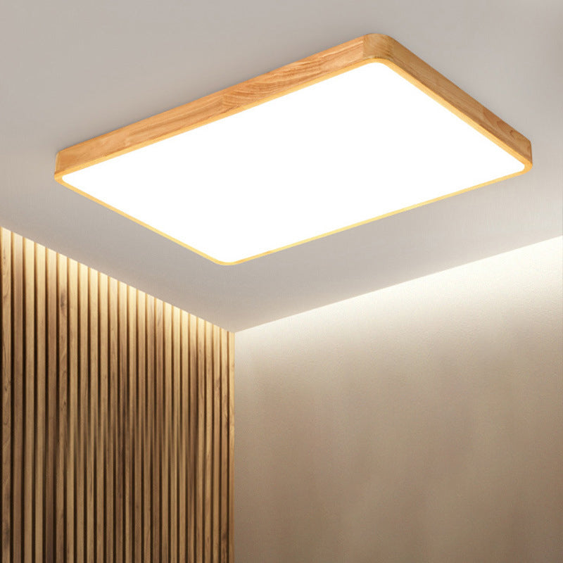Wooden Geometric Flush Mount Ceiling Light Modern Beige Flush Mount LED Light for Entrance