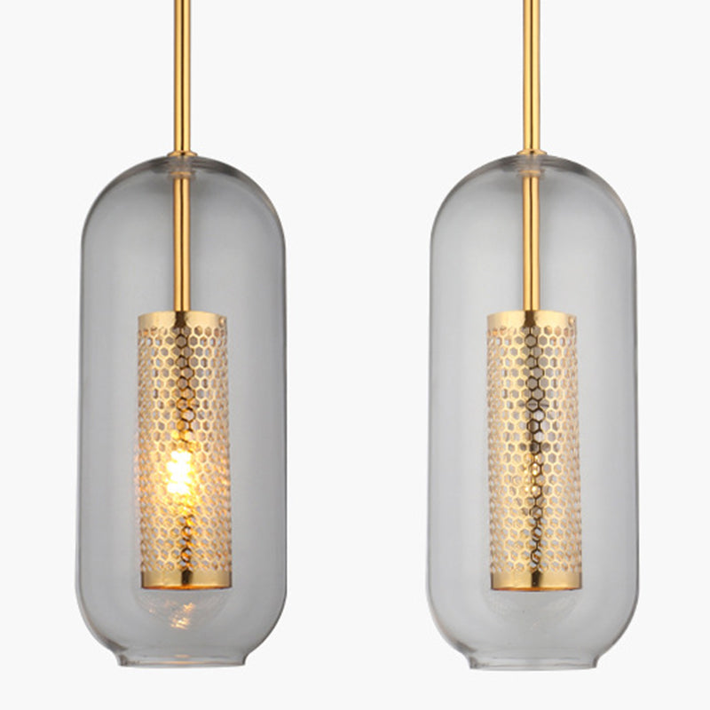 1 léger pendentif cylindrique lumière moderne minimaliste en verre transparent à manger lampe suspendue